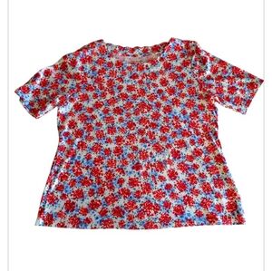 Talbots Red Floral Cotton Top, Size L